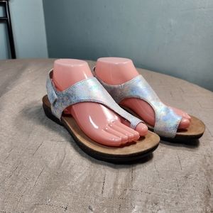 DanskoWomen's Reece Bone Off silver  Leather Comfort Toe Strap Sandals 41 10.5-1